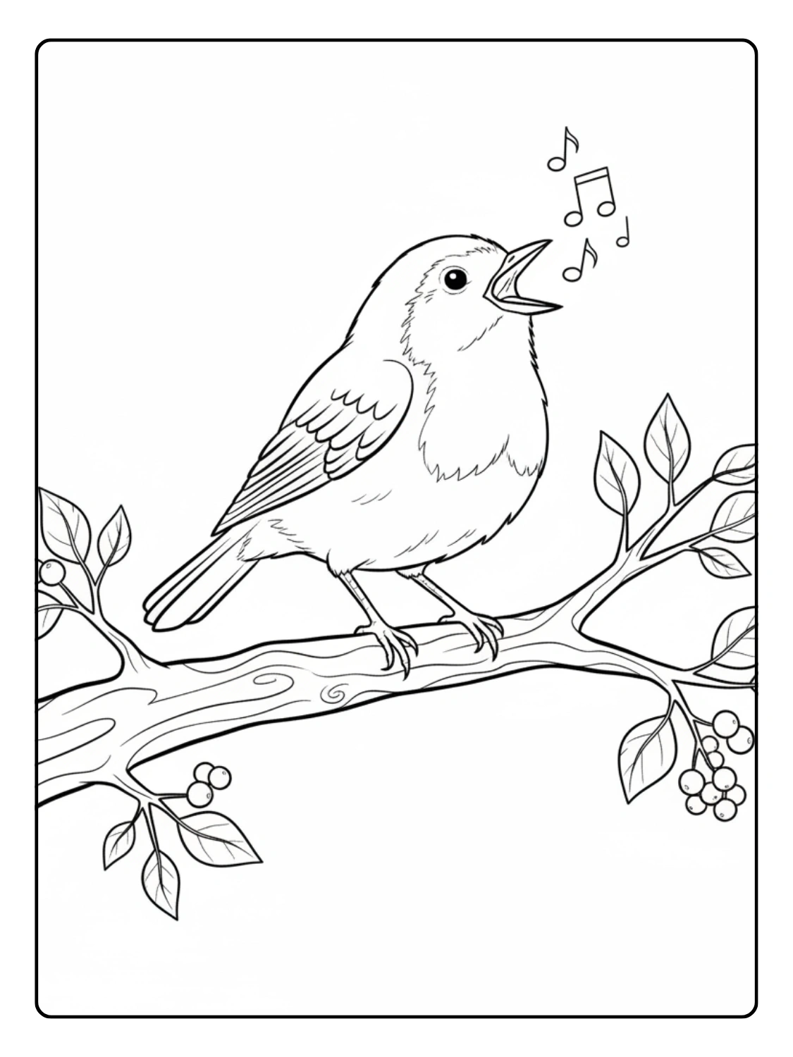 Robin Coloring Pages Singing on a Branch