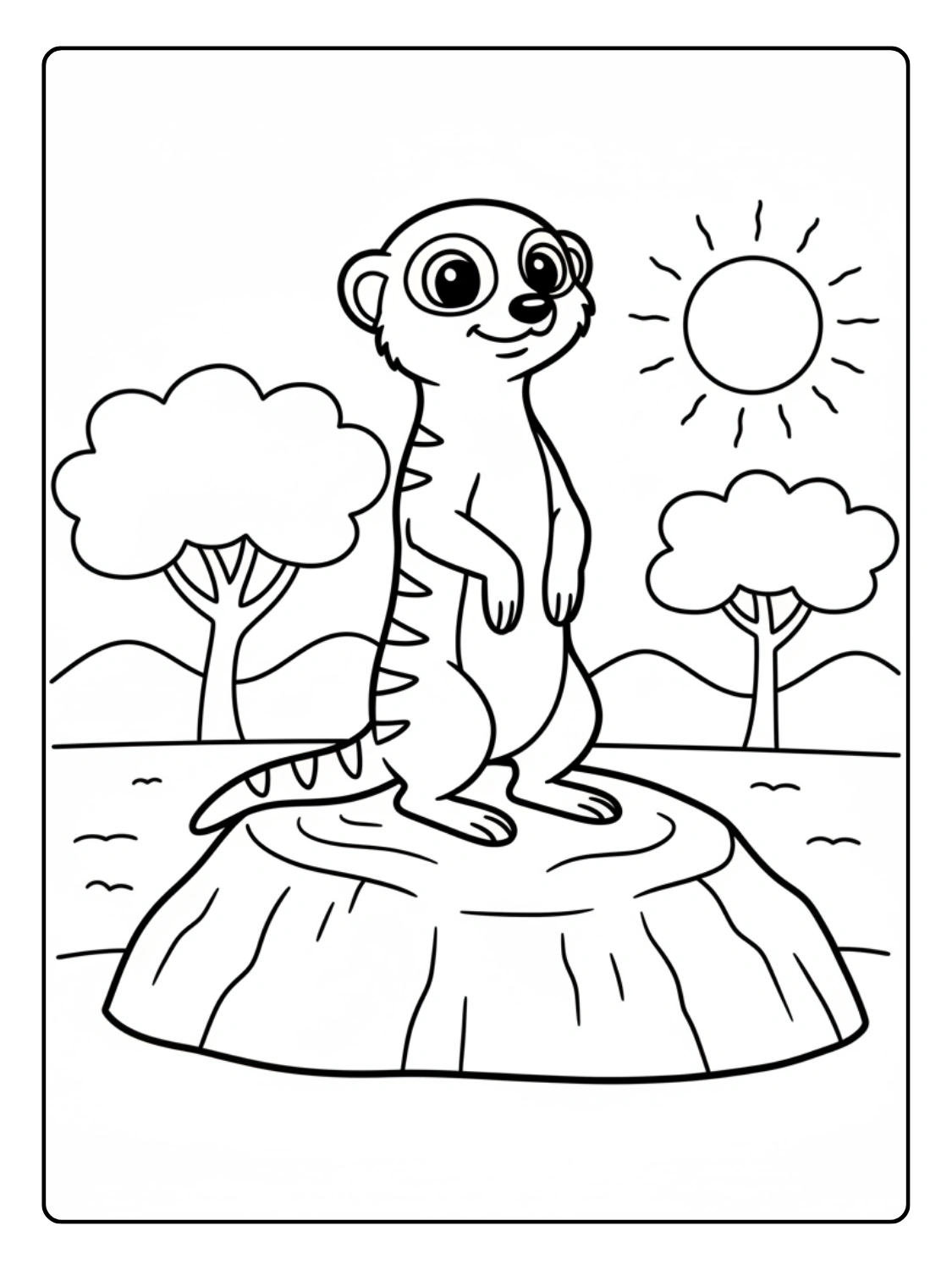 Safari Animals Coloring Pages Meerkat Standing on Lookout
