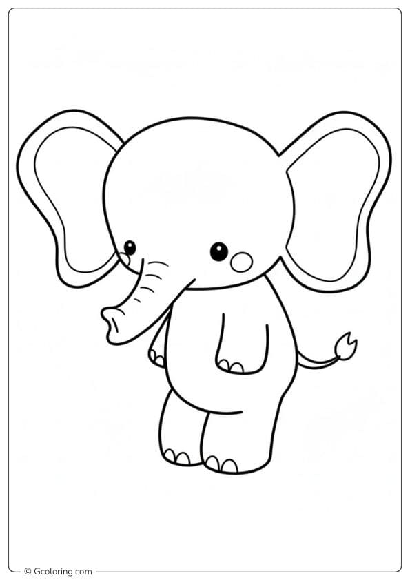 Simple Elephant Outline for Jungle Animals Coloring Pages