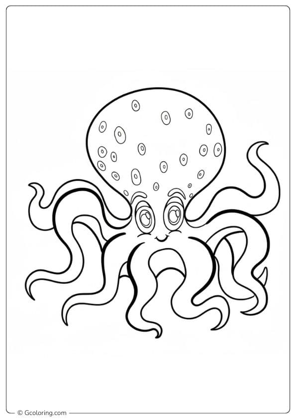 Simple octopus coloring page of ocean animals for kids