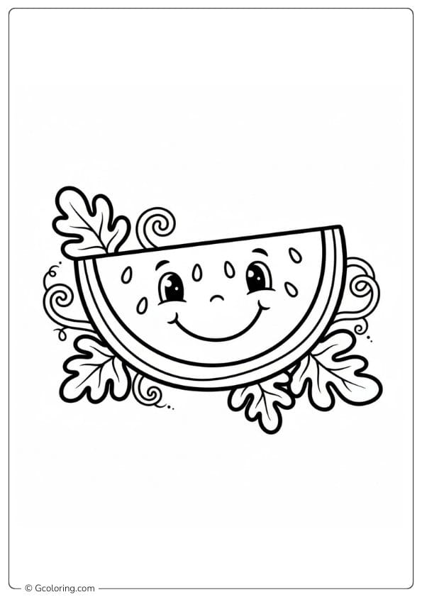 Smiling Watermelon Coloring Page