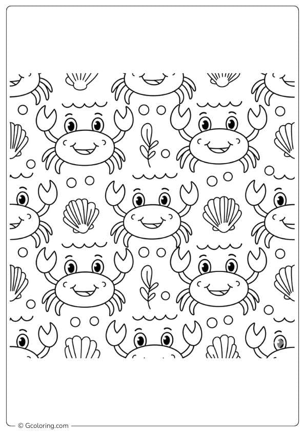 Smiling crab coloring pages for preschool