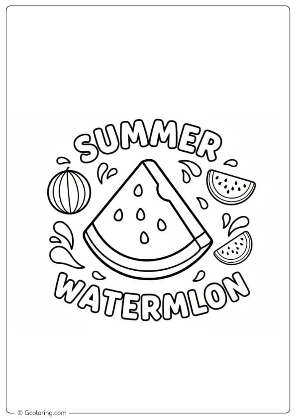 Summer Watermelon Coloring Page
