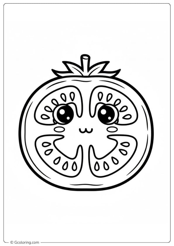 Tomato coloring page sliced tomato details