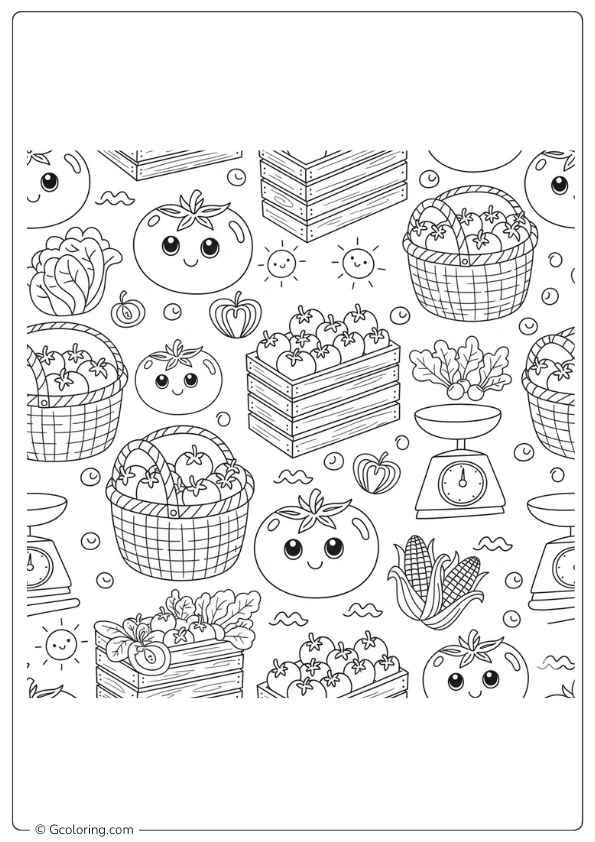 Tomato coloring page tomato in farmers market