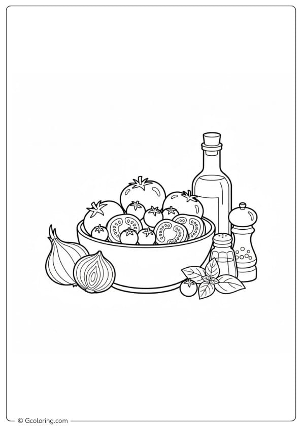 Tomato coloring page tomato salad ingredients