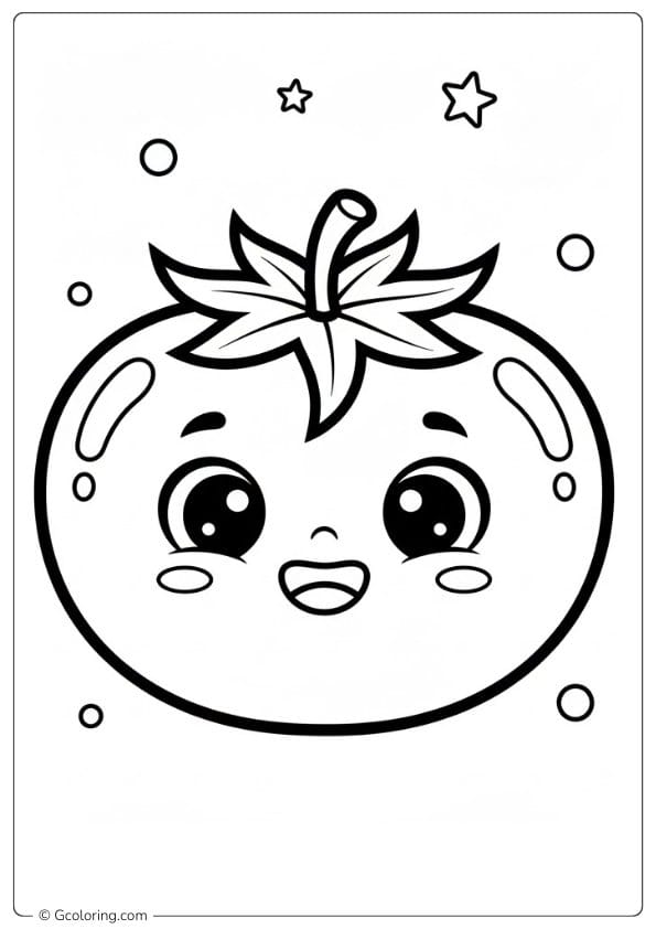Tomato coloring page tomato with leaves close up