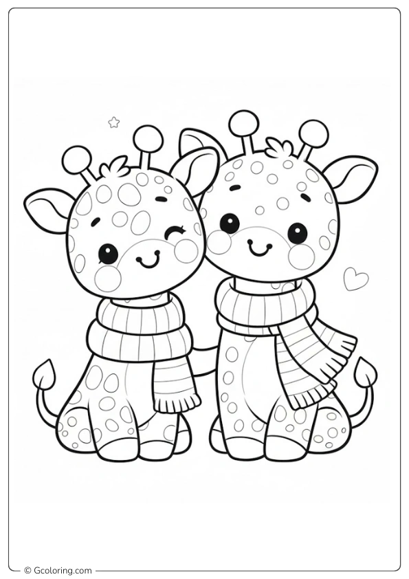 Two young giraffes Coloring Pages