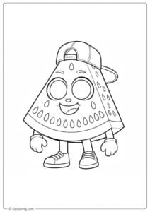 Watermelon coloring page cartoon watermelon character