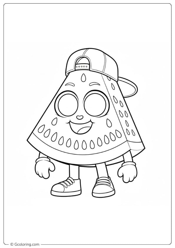Watermelon coloring page cartoon watermelon character