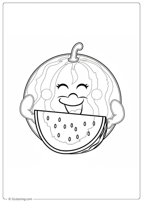 Watermelon coloring page funny watermelon character