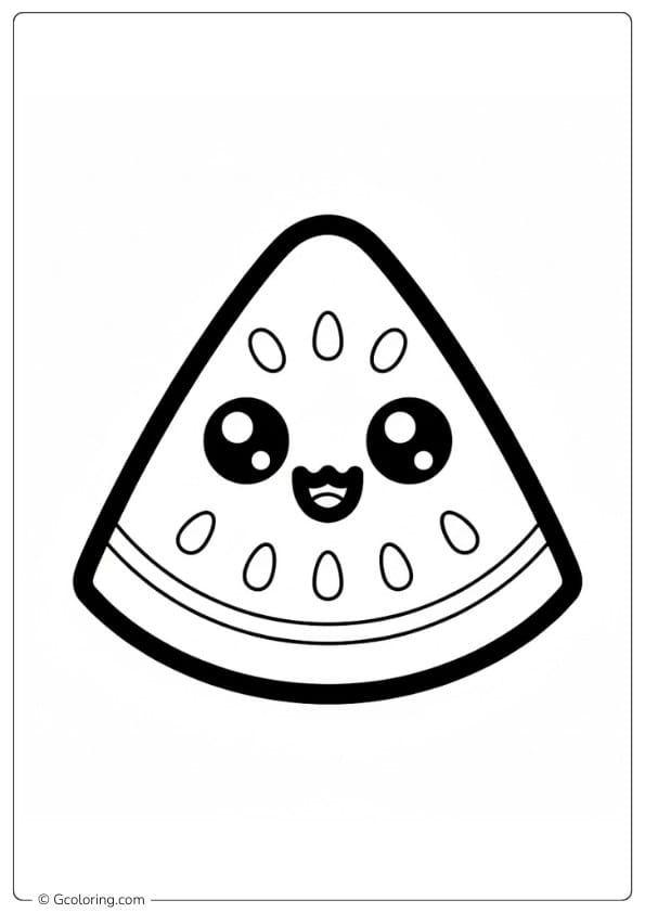 Watermelon coloring page kawaii watermelon slice