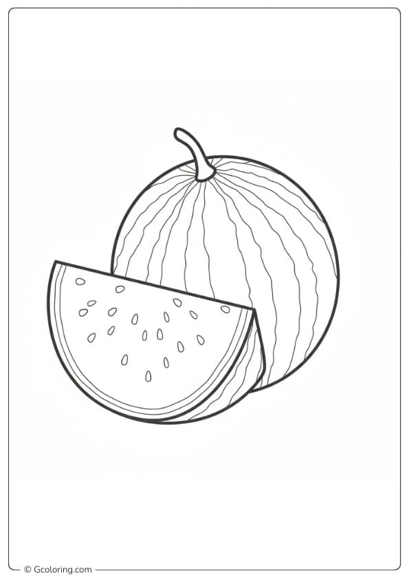Watermelon coloring page sliced watermelon fruit