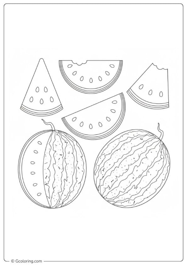 Watermelon coloring page watermelon slices collection