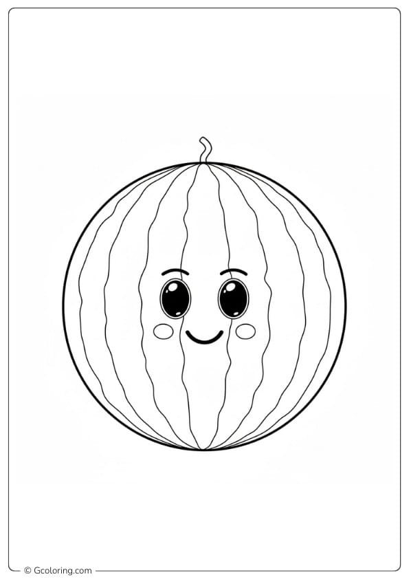 Watermelon coloring page whole watermelon with face