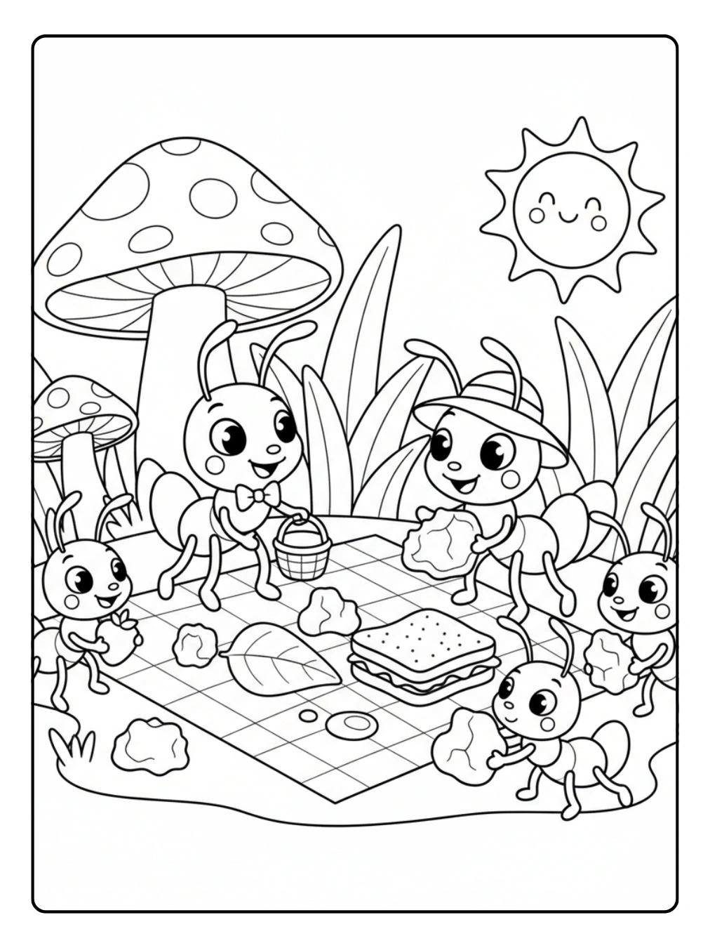 Ant Coloring Page Ant Family Picnic