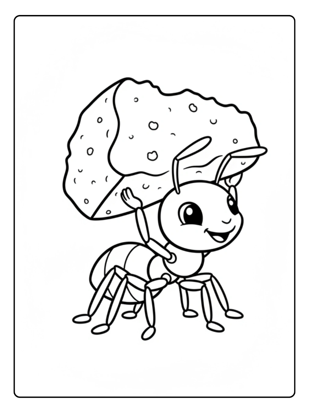 Ant Coloring Page Carrying Crumb of Food