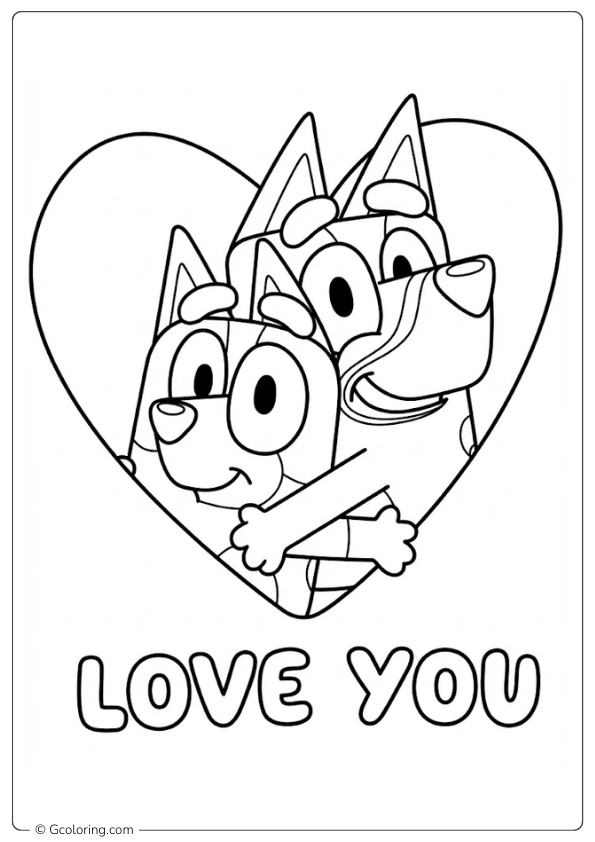 Bluey Valentines Coloring Pages (2)