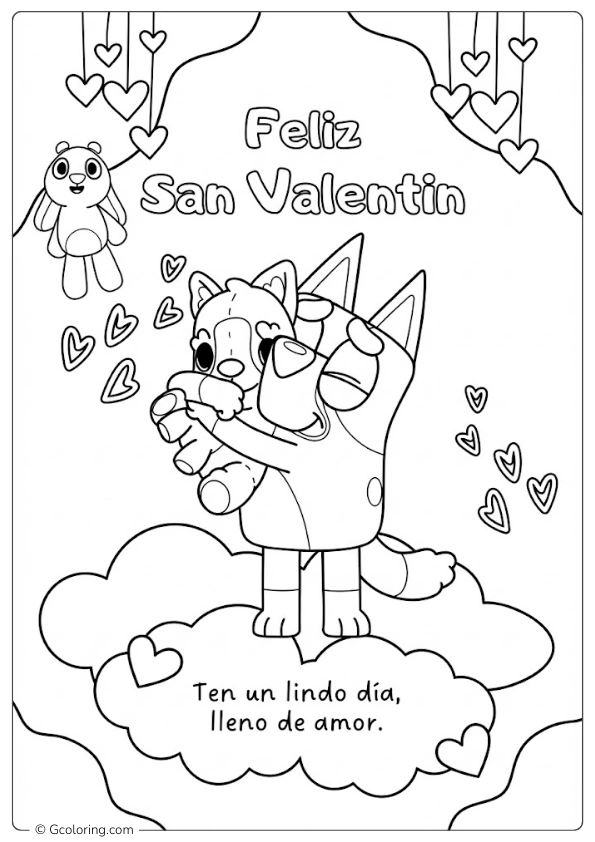 Bluey Valentines Coloring Pages