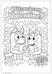 Bluey and Bingo's Valentines Coloring Pages