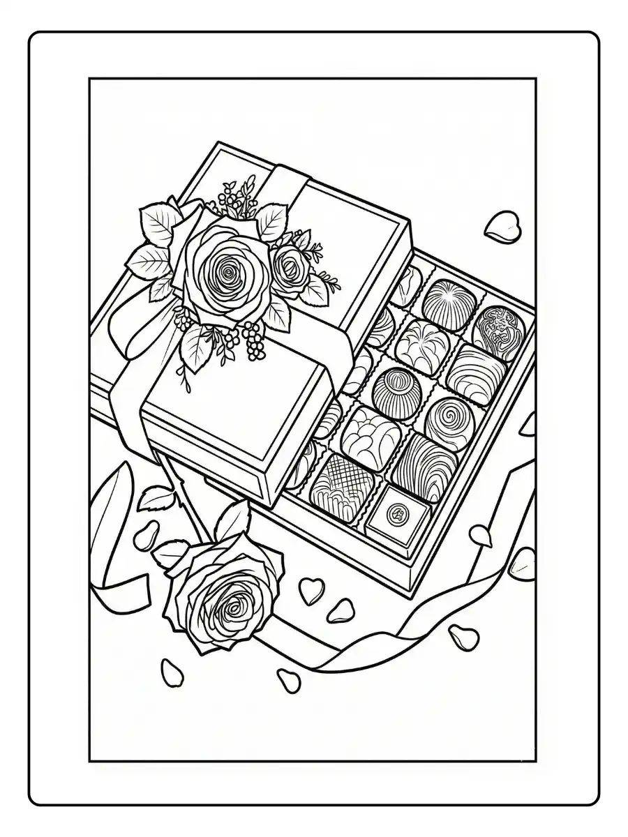 Box of Chocolate Coloring Page (1)