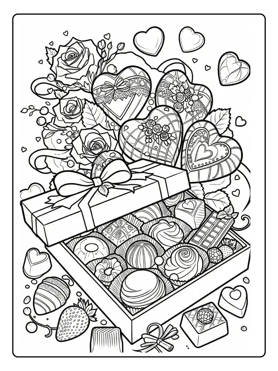 Box of Chocolate Coloring Page (16)