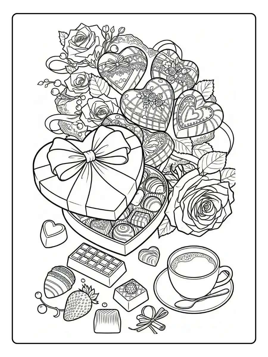 Box of Chocolate Coloring Page (2)
