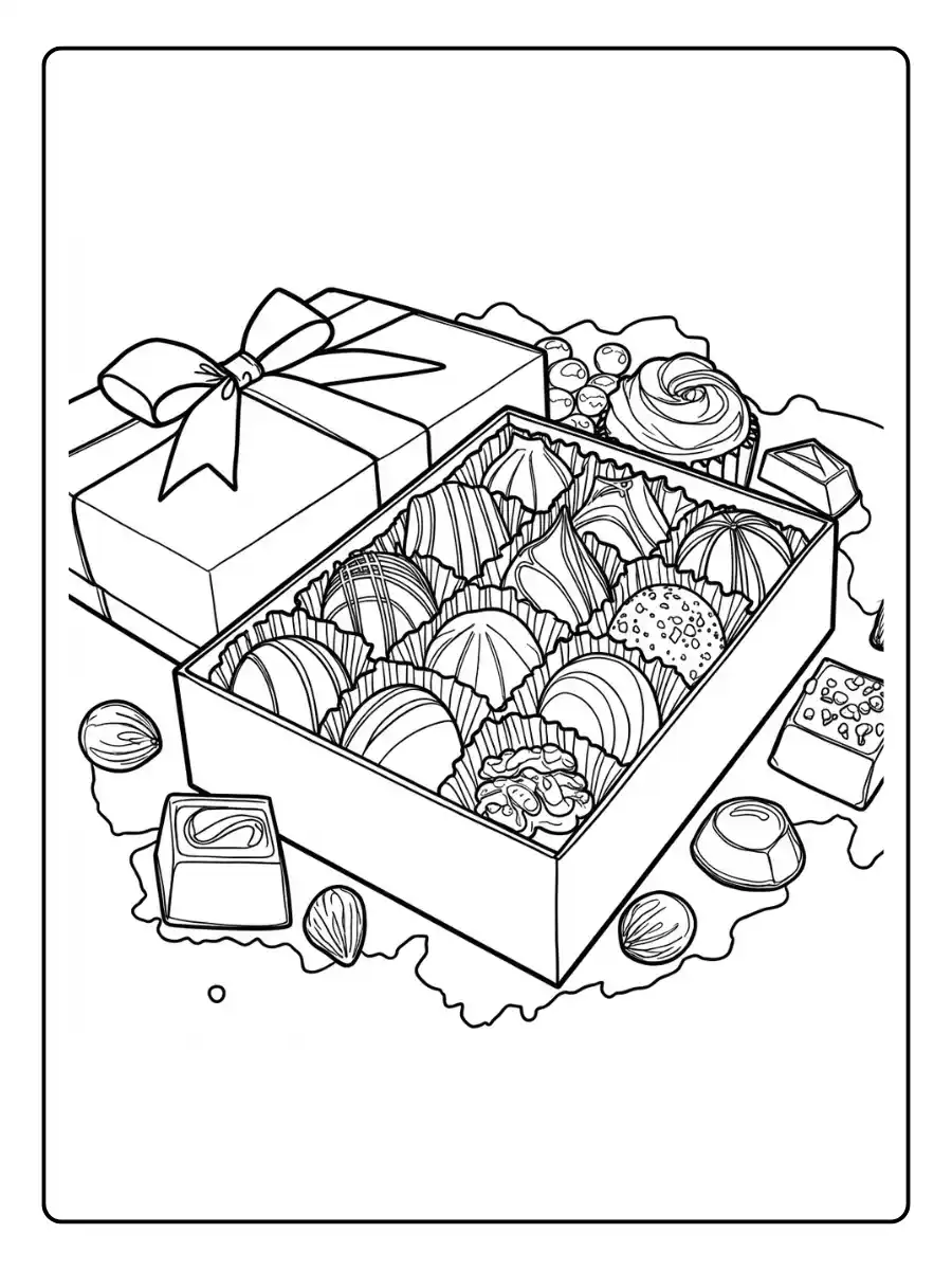 Box of Chocolate Coloring Page (3)