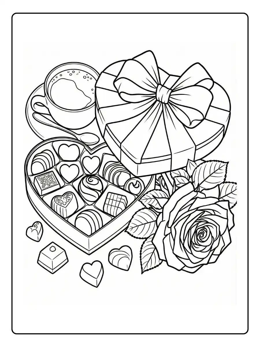 Box of Chocolate Coloring Page (7)