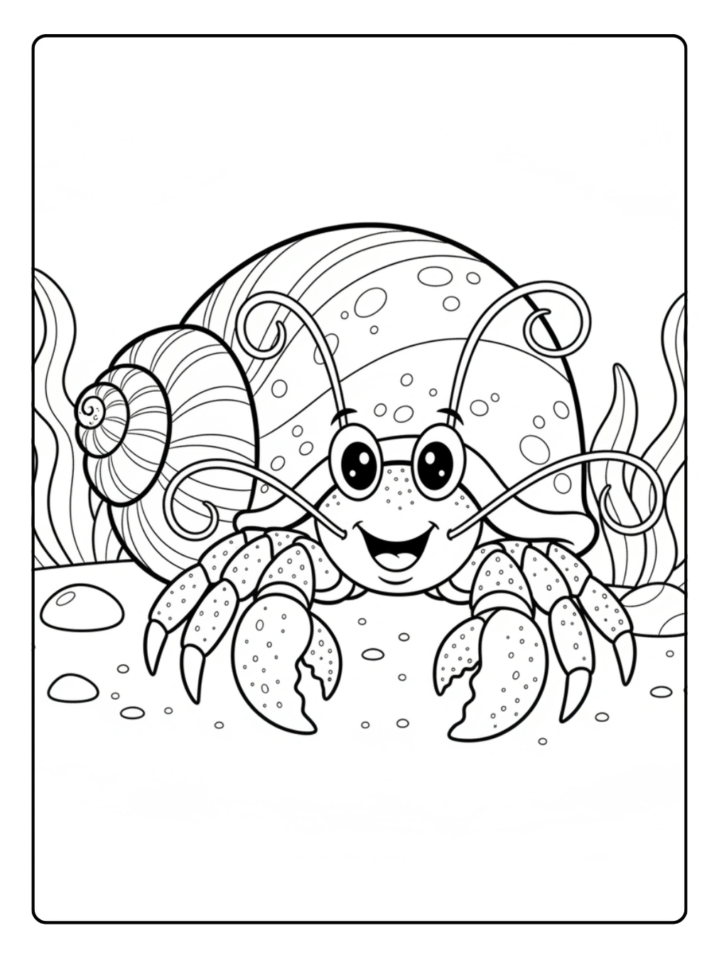 Crab Coloring Page Hermit Crab With Spiral Shell