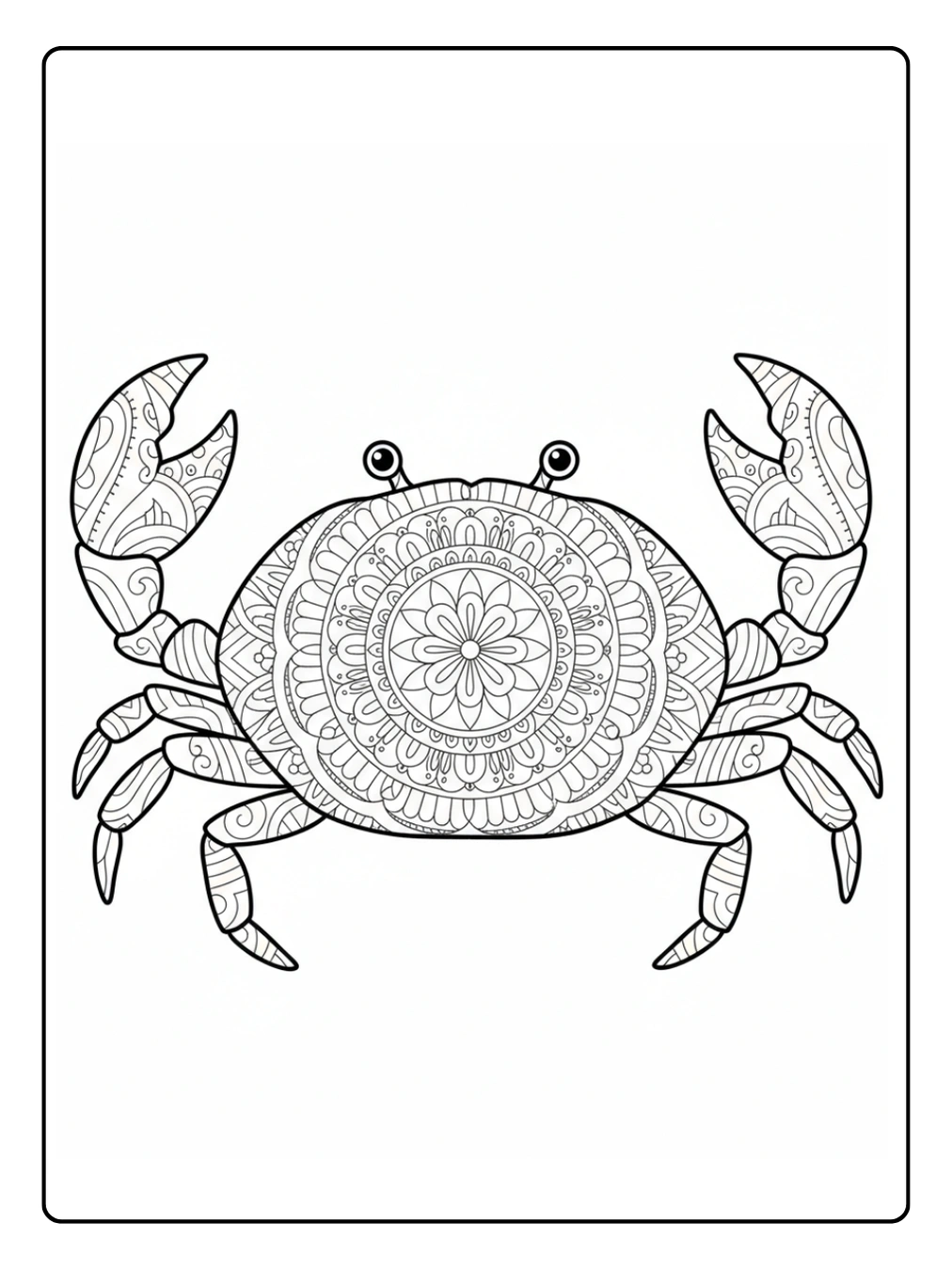 Crab Coloring Page With Shell Pattern Mandala
