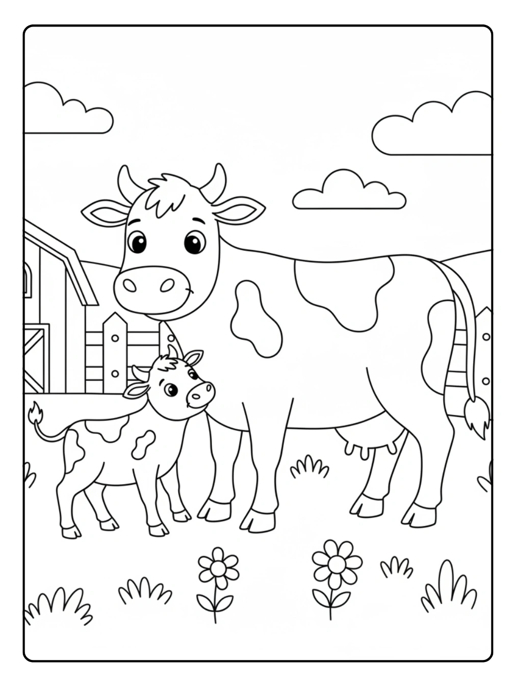 Farm Animal Coloring Page Friendly Farmyard Parade