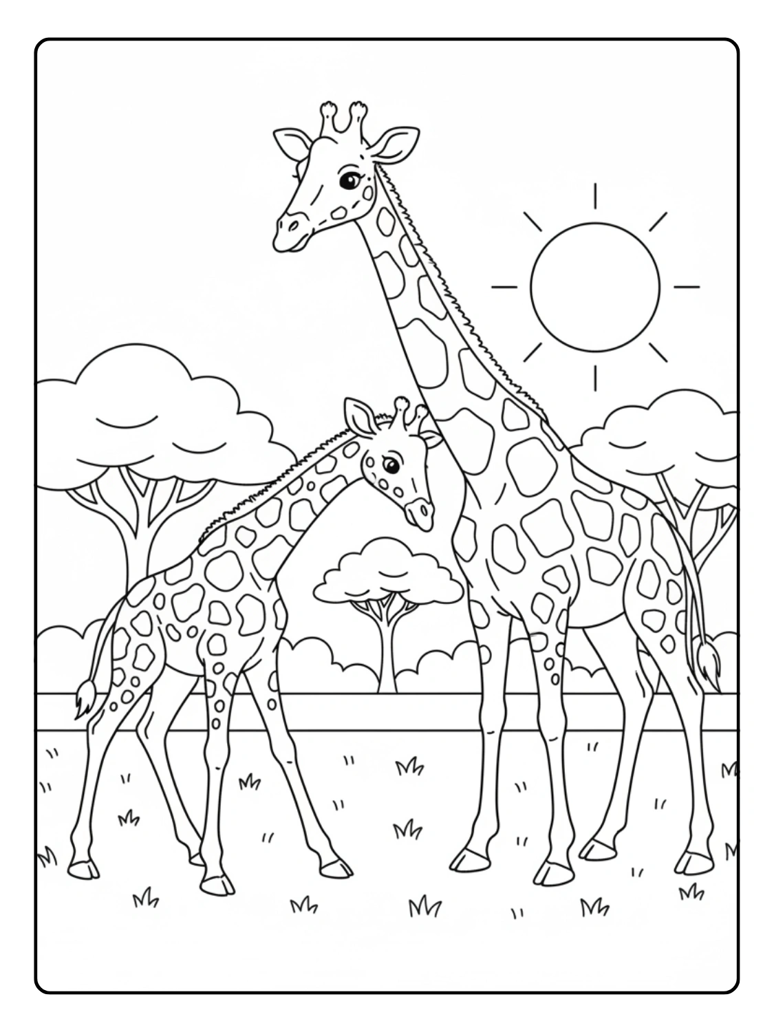 Giraffe Coloring Page Baby Giraffe Learning to Walk