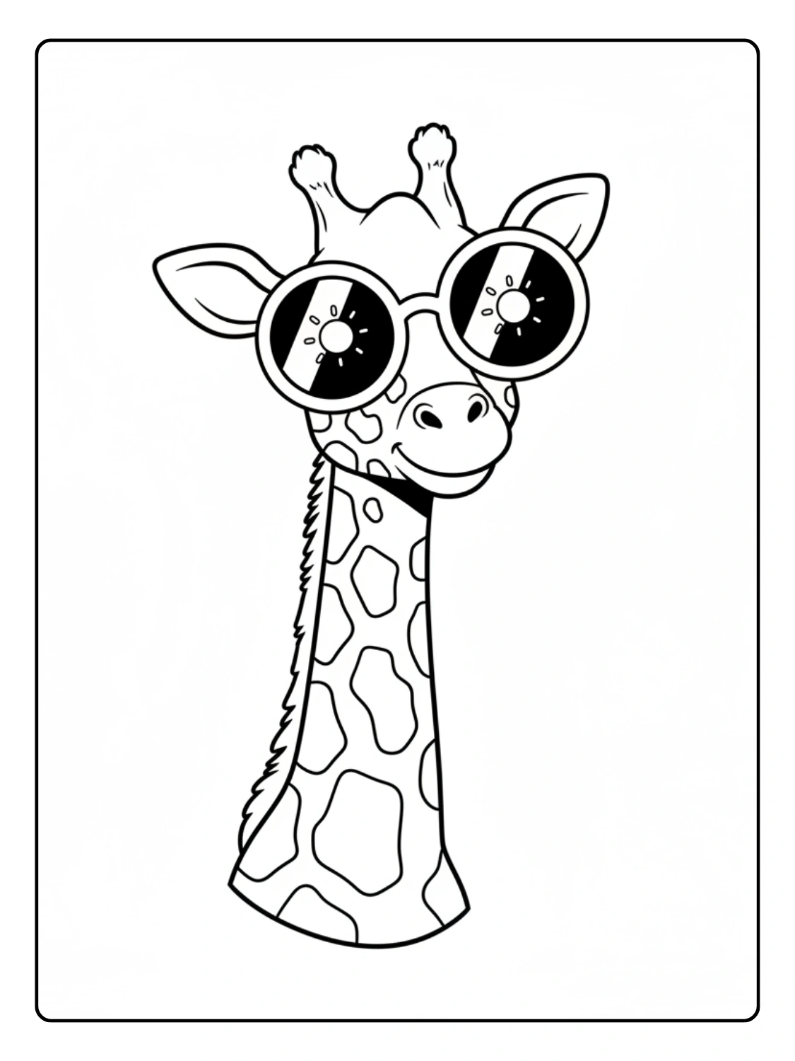 Giraffe Coloring Page Wearing Sunglasses
