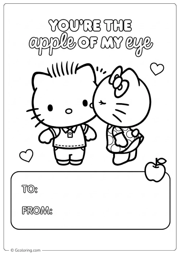 Hello Kitty Valentine Card Coloring Pages