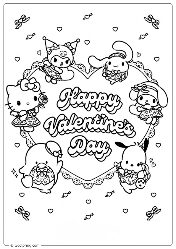 Hello Kitty Valentine's Day Coloring Pages (4)