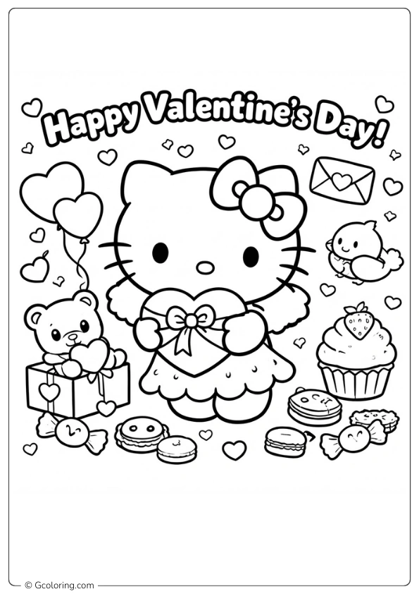 Hello Kitty Valentine's Day Coloring Pages (7)