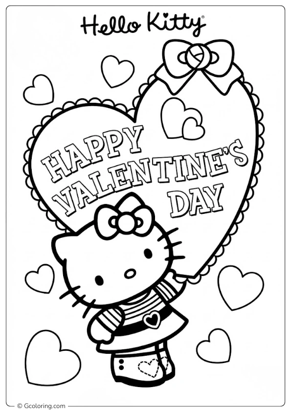 Hello Kitty Valentine's Day Coloring Pages