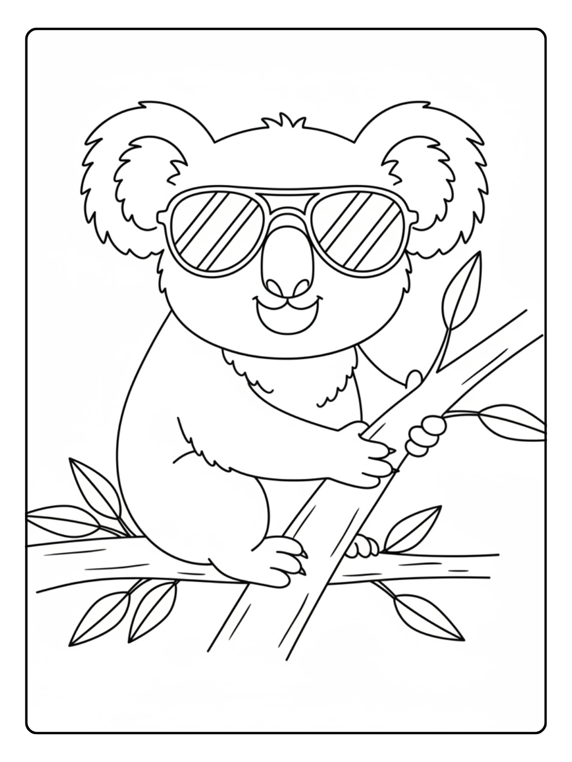 Koala Coloring Pages Wearing Sunglasses