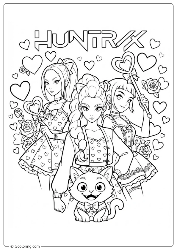 Kpop Demon Hunters Valentine Coloring Pages (2)