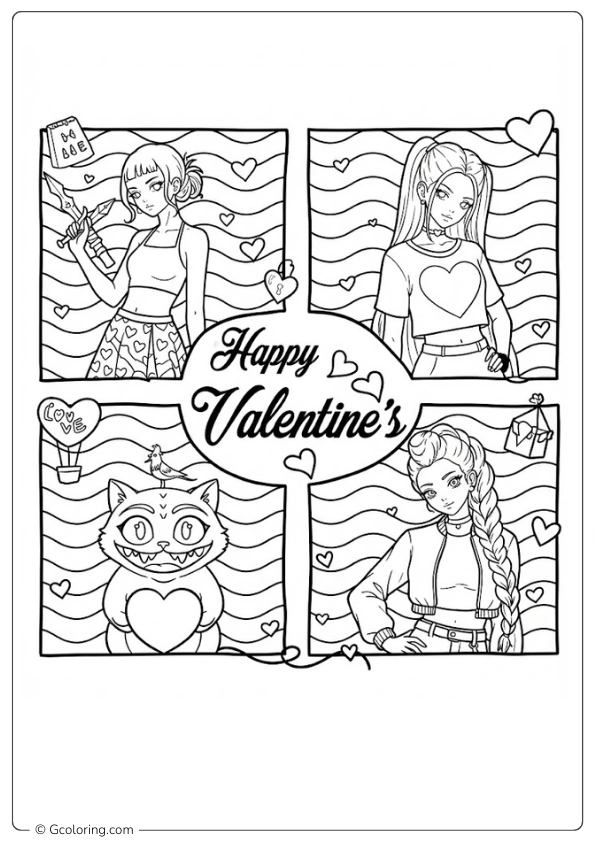 Kpop Demon Hunters Valentine Coloring Pages (3)