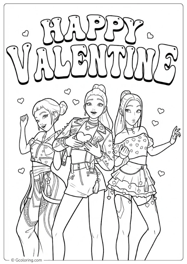 Kpop Demon Hunters Valentine Coloring Pages (4)