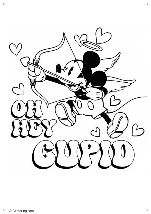 Mickey mouse cupid coloring pages​