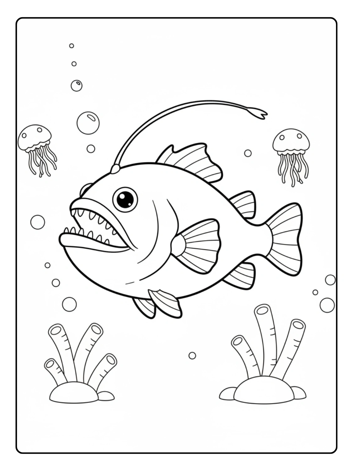 Ocean Animals Coloring Pages Deep Sea Anglerfish