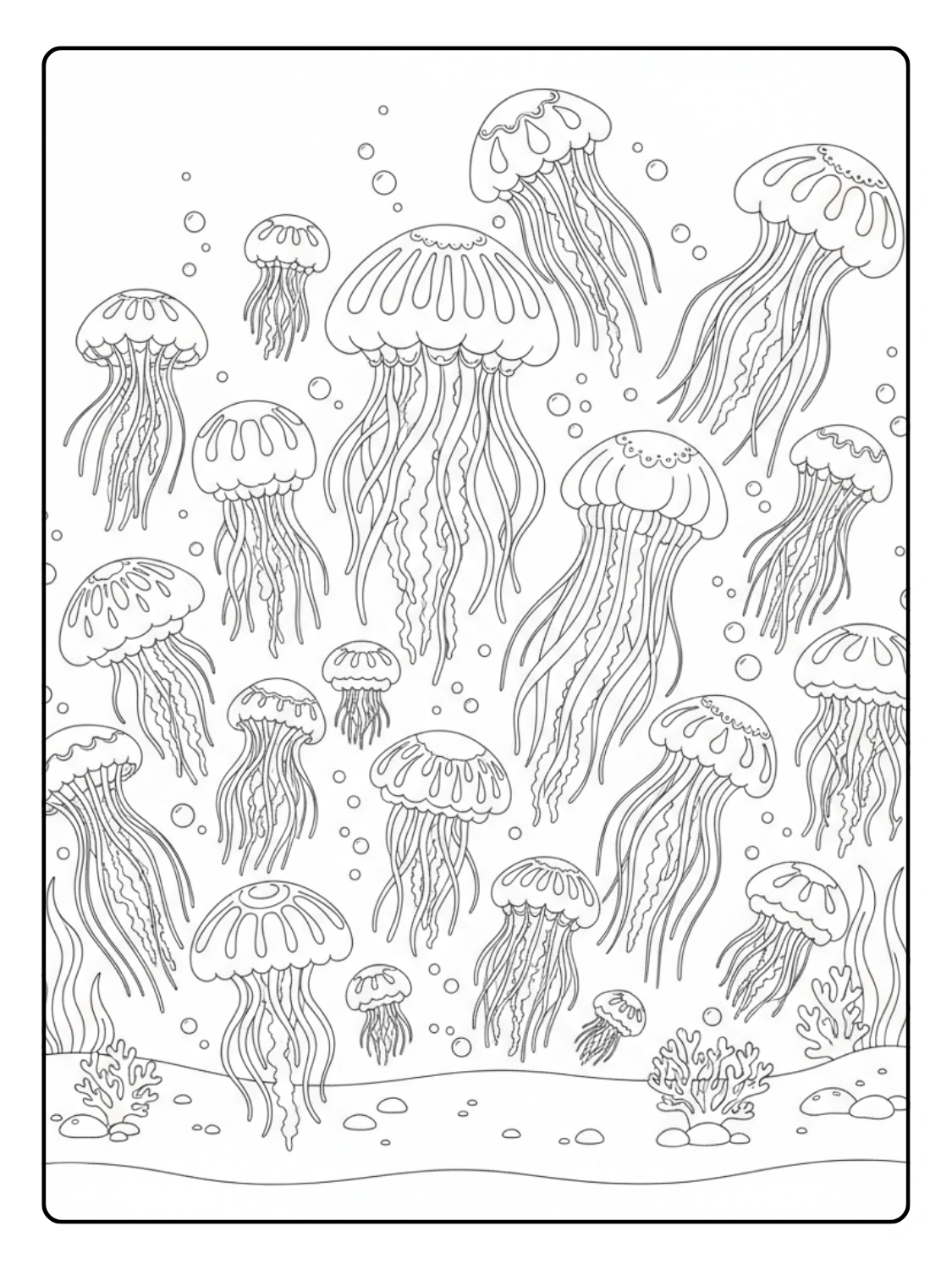 Ocean Animals Coloring Pages Jellyfish Bloom