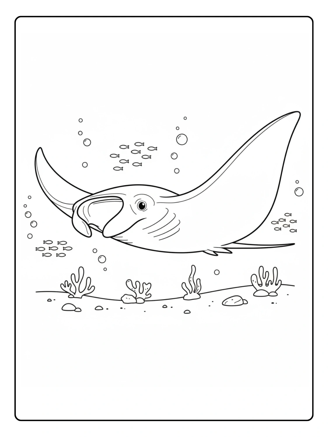 Ocean Animals Coloring Pages Manta Ray Gliding