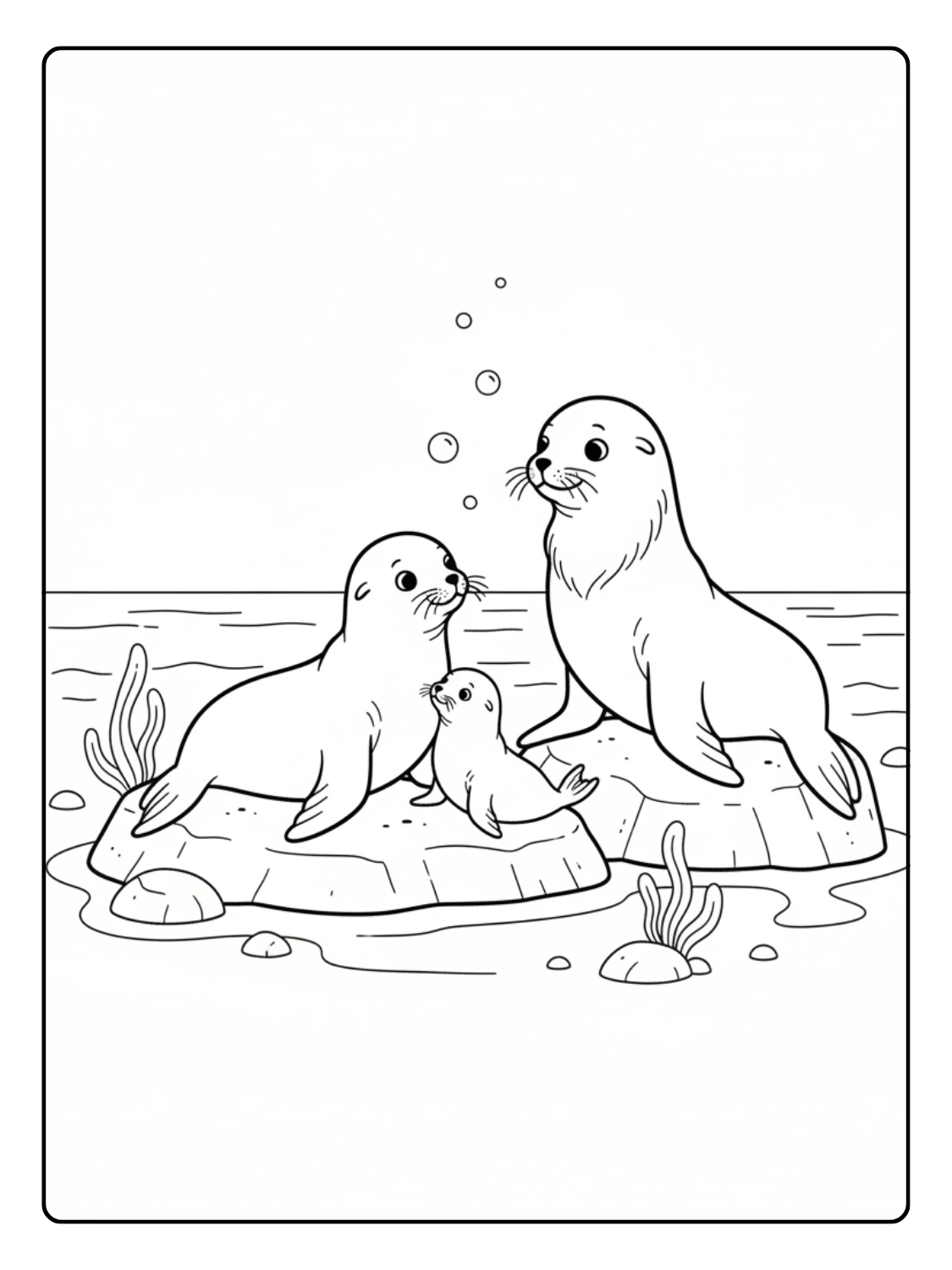 Ocean Animals Coloring Pages Sea Lion Family