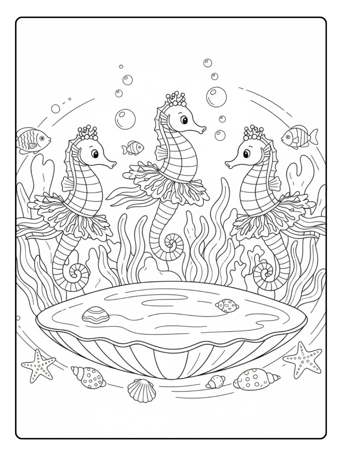 Ocean Animals Coloring Pages Seahorse Ballet