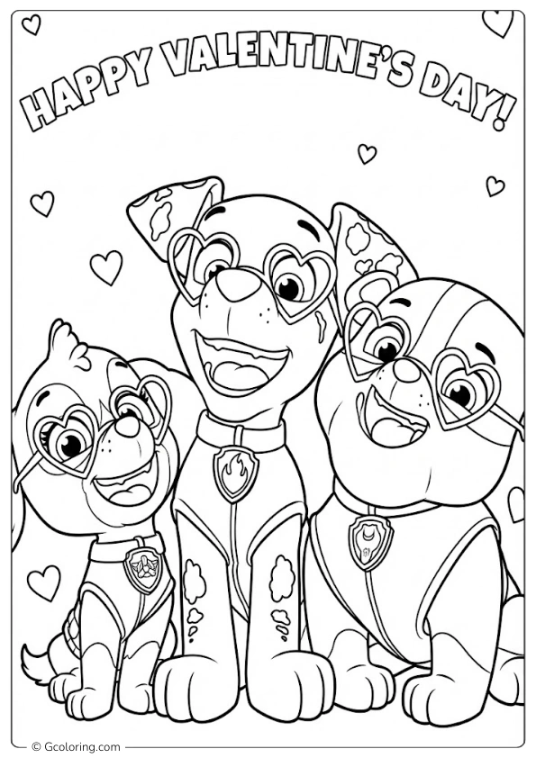 Paw Patrol Valentines Coloring Pages