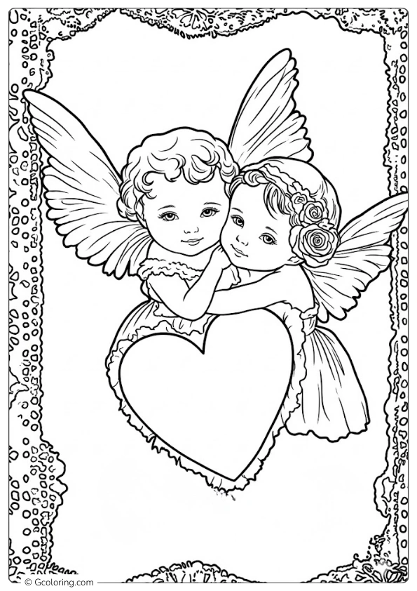 Two cupids coloring pages​